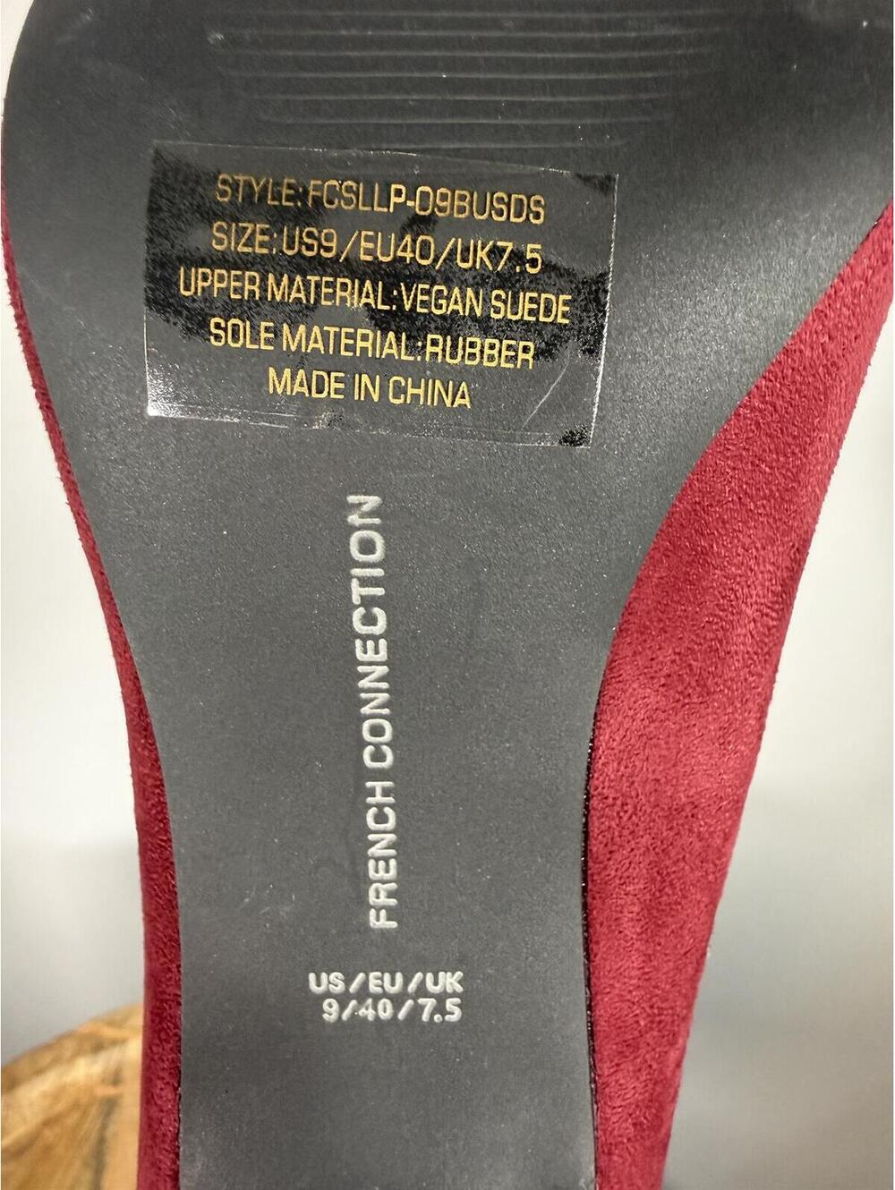 French Connection Burgundy Suede Pointed Toe Heels Size 9 NWB - Picture 9 of 10